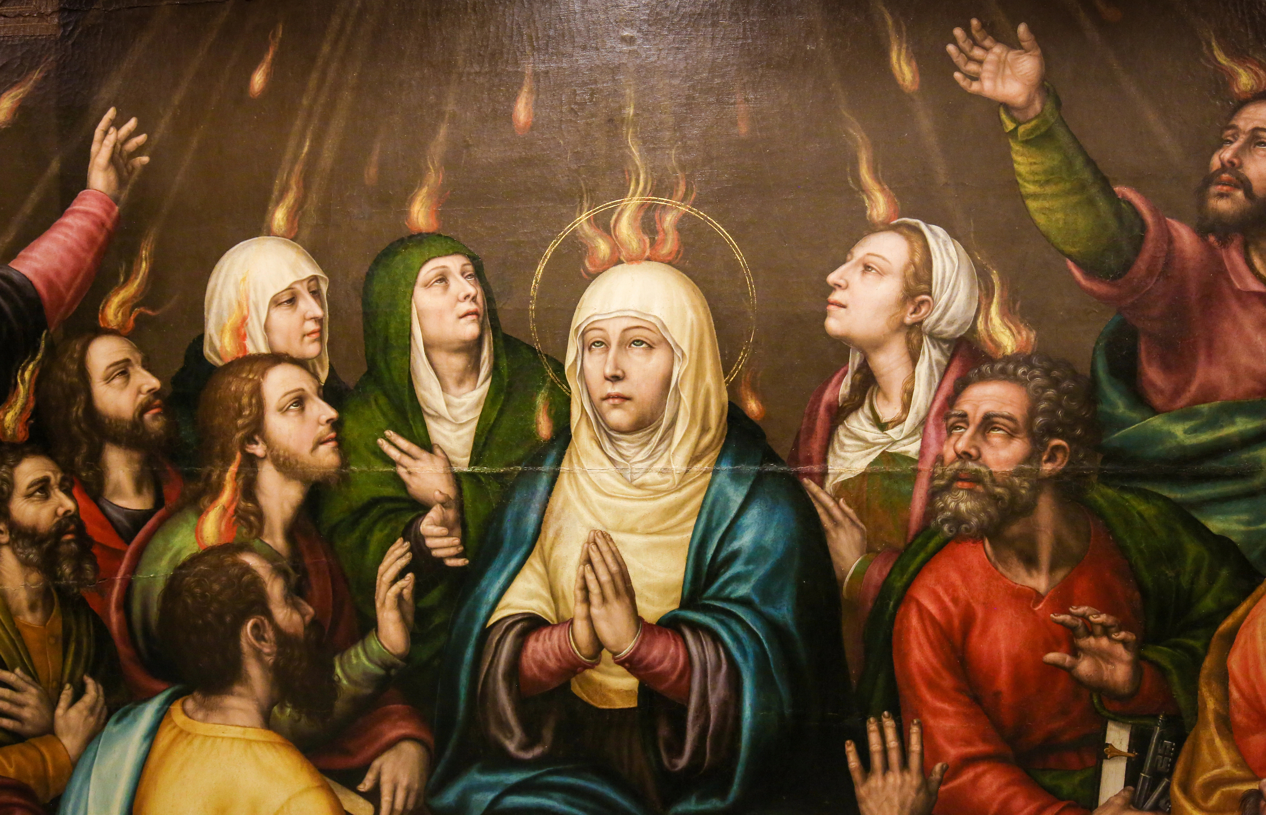 Peinture de Mère Marie et des Apôtres à la Pentecôte, dans l'église de Valence, Espagne